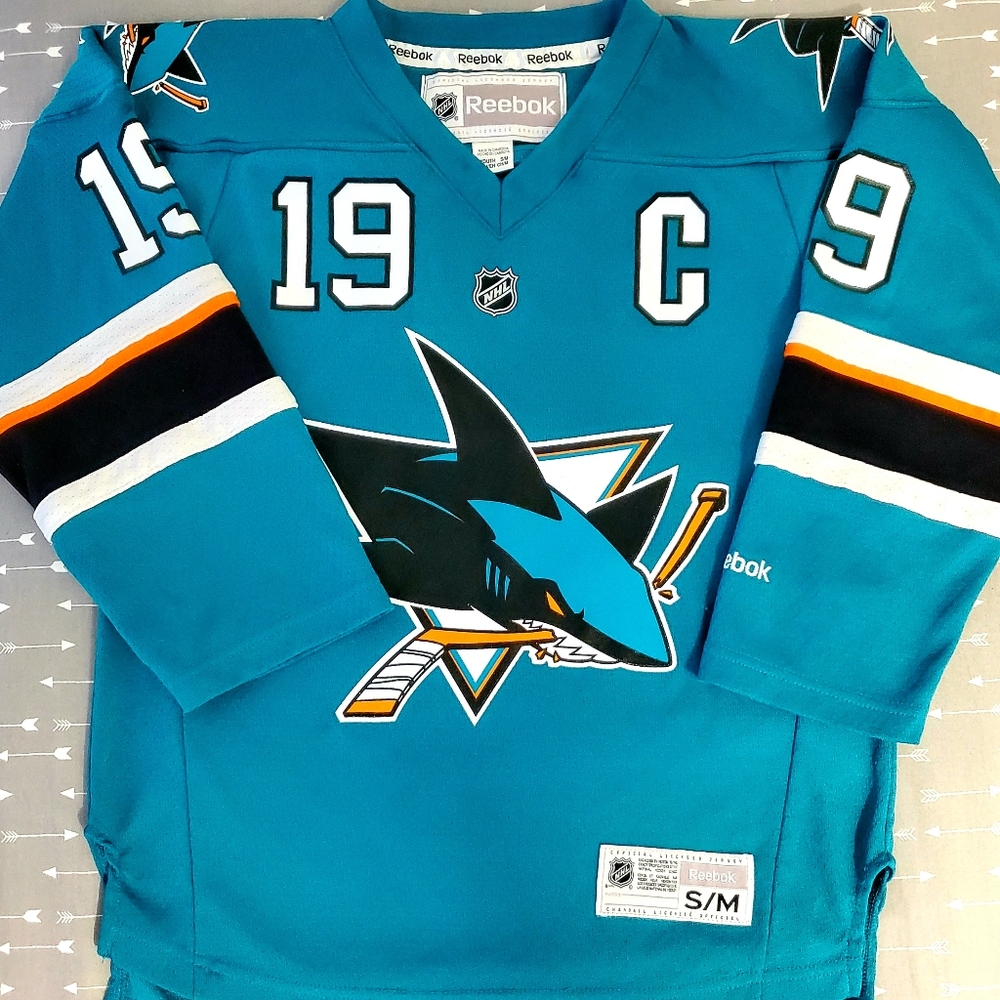 NHL SAN JOSE SHARKS KIDS LNG SLV JERSEY SIZE S/M